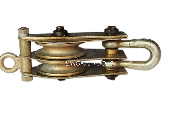 Two Wheels Hoisting Block Cable Pulling Pulley Round Eye Type 5T Made Of Steel