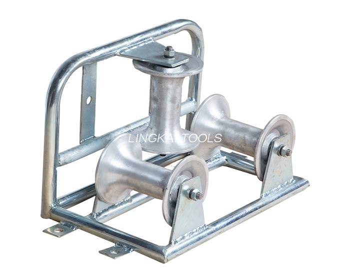 Triple Corner Ground Cable Roller Pulling Roller with Aluminum Alloy Wheels