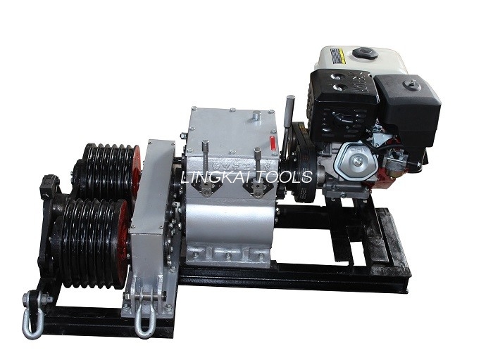 Honda Gasoline Engine Powered Winch 5T With Two Cable Drums For Wire Rope Pulling