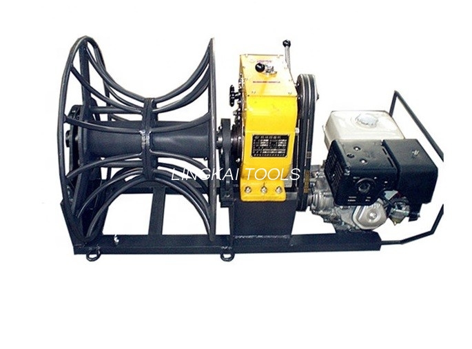 Transmission Line Wire Rope Winch / 2 Ton Wire Take Up Winch With Gasoline Engine