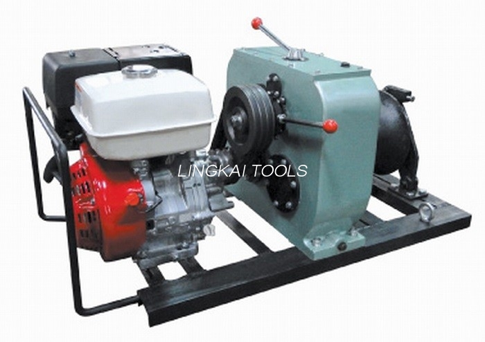 Petrol Engine Cable Winch Puller Belt Driven Portable Cable Puller 5T