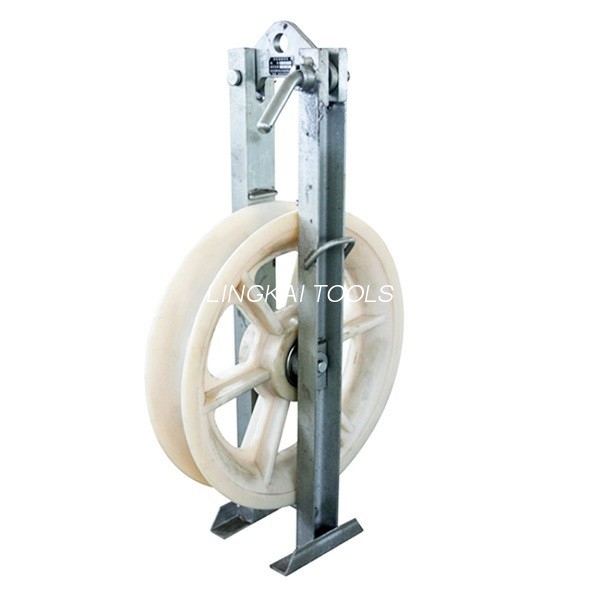 Single Wheel Conductor Stringing Blocks Hook Plate Nylon Sheave Material